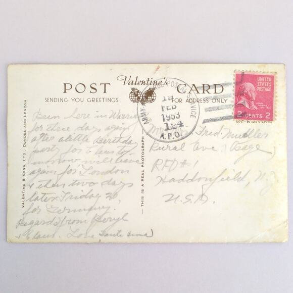 Vintage 1953 Postcard Sankey Street Warrington England UK Valentine's Photo B&W - Picture 2 of 2